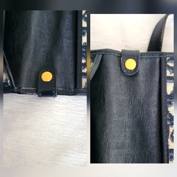 Auth 💞Christian Dior Vintage Navy Jacquard Shoulder Bag W/Adjustable Strap - Picture 10 of 14